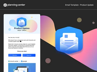 Email Layout - Template for Product Updates blob button dark design email gradient header illustration image lava layout text ui