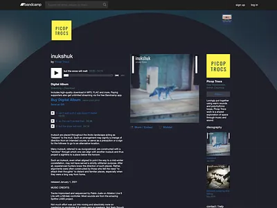 Picop Trocs - Inukshuk (Bandcamp page) bandcamp page branding design