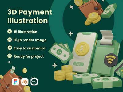 Money and Payment 3D Illustration