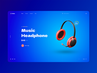 Headphone eCommerce Header Exploration 3d banner bluetooth clean design download earphone ecommerce free header headphone headset hedo hero illustration music product ui ui ux website