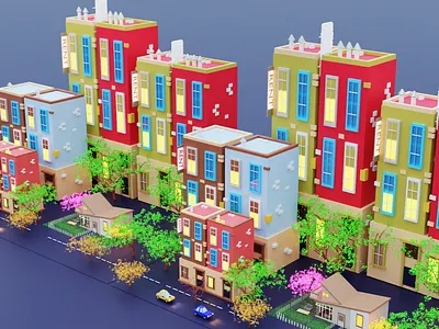 City 3d 3d art 3d artist 3dart 3dcity blender3d branding design graphic design illustration lowpoly3d lowpolycity photoshop ui uidesign