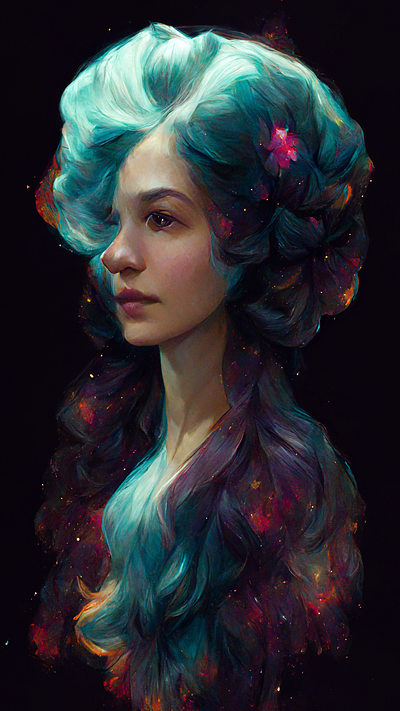 Nebulae Hair abstract design graphic design illustration people