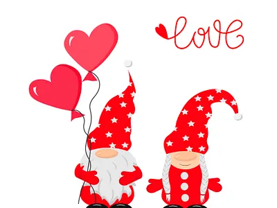 Two little gnomes and balloons. branding card design gnomes graphic design logo vector