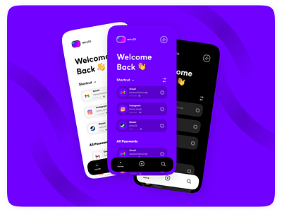 Password App app app design dark mode design flat light mode mobile app mobile design password password app purple ui uiux ux