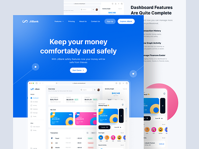 JiiBank - Finance Web Design ❤️ bank banking website clean design finance finance web finance web design financial website fintech landing page minimal minimalist money online banking payment popular ui wallet web design website design