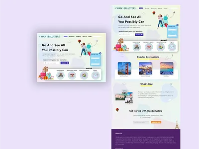 Wanderlusters - Travel Website Landing Page figma flights interaction design landing page travel travel website ui ui design ux ux design website website design website landing page