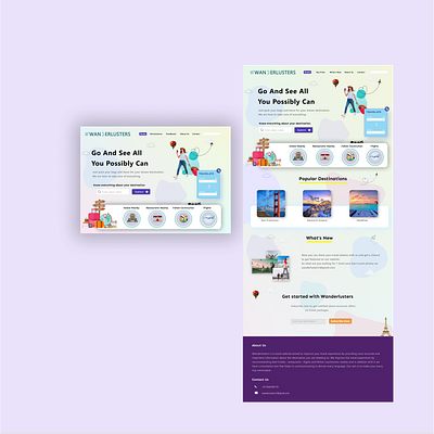 Wanderlusters - Travel Website Landing Page figma flights interaction design landing page travel travel website ui ui design ux ux design website website design website landing page