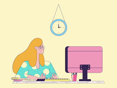 Working... 2d character adobe adobe illustrator behance branding character character art character illustration design digital art dribbble flat character flat design girl character illustration illustrator procreate vector working working girl