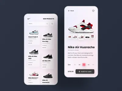 Shoes E-Commerce App android app app design application branding design e commerce ecommerce figma glassmorphism ios nike online shop ui ui design ux
