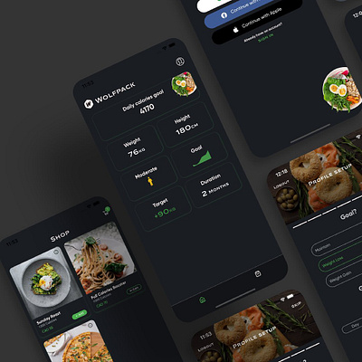 Wolfpack React Native app app design branding buy design diet fitness food illustration iphone iphonex pack react native shop shopping ui ux