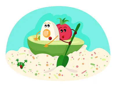 Vegetables character character design design egg illustration salad tomato vector vector illustration vector image vegetables
