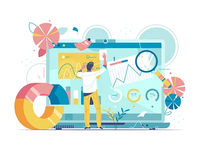 Statistics background branding business cartoon design illustration logo person ui vector