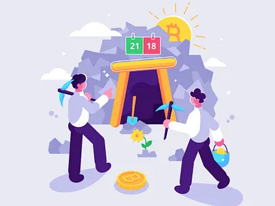 Bitcoin’s circulating supply is finite and limited to 21 million art bitcoin bitcoins circulating blockchain business people coin crypto cryptocurrency darknet design gold miner illustration miner money people rock vector