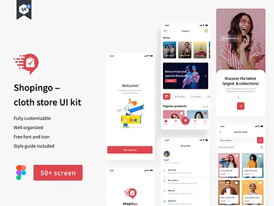 Shopingo - E-commerce app UI kit clothing store e commerce e commerce app e commerce app ui kit ecommerce ecommerce app fashion shop mobile app mobile app design mobile ui online store pixel navy product design shop app shopping app ui kit ui kit download uiux user interface visual design