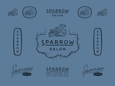 Sparrow Salon bird branding design hair identity illustration logo salon spa sparrow type typography