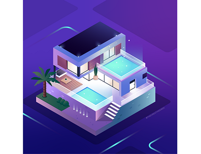 Isometric Vacation Home adobe illustrator architecture architecture illustration axonometric design flatdesign illustration isometric isometric design tech illustration vector vector art vector design