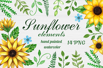 Sunflower elements design illustration