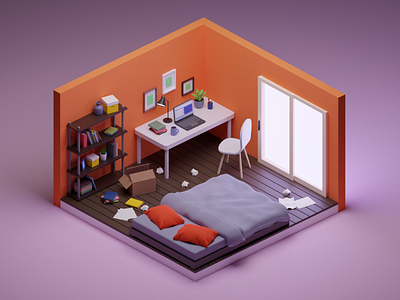 3D Room 2.9 blender 3d 3d art 3d blender 3d illustration 3d room badroom illustration room ui