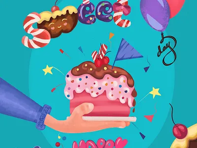 Happy Birthday Card - Sweet Wishes birthday birthday card cake cute card greeting card happy happy birthday illustration sweet