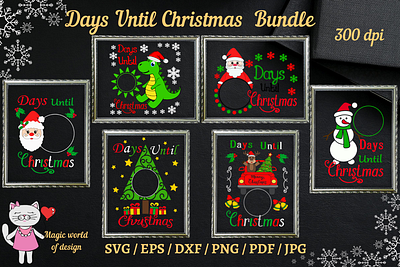 Christmas countdown svg bundle, days until christmas svg design illustration vector