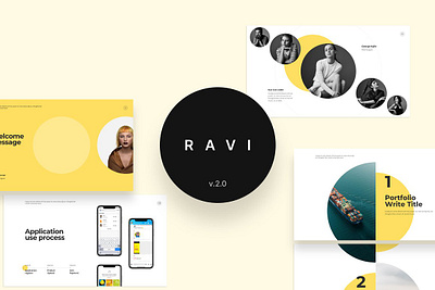 Ravi Presentation Template circle deck googleslide keynote pitchdeck powerpoint presentation yellow