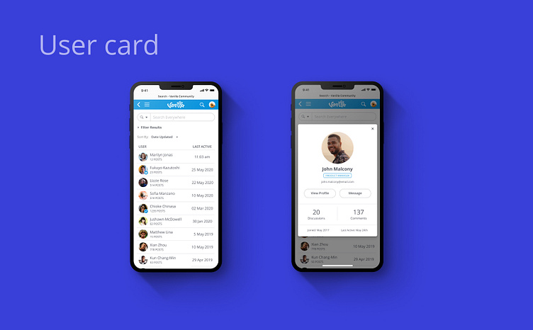 User card by Elisa Almeida on Dribbble