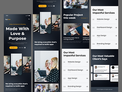 Responsive Digiteck - Creative Agency 🔥 3d agency agency website animation branding creative design digital graphic design illustration logo mobile mobile app mobile design motion graphics services ui uiux ux web design