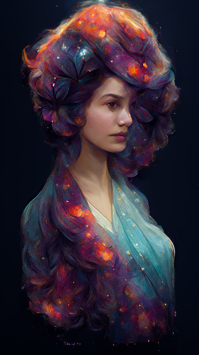 Nebulae Hair abstract design graphic design illustration people