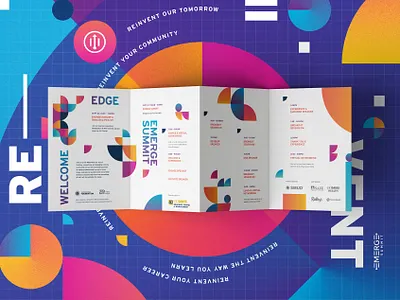 Reinvent | Emerge Summit | Poster and Schedule Brochure 4 panel branding brochure convention event branding geometric poster schedule