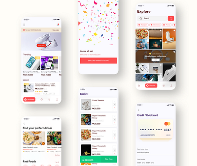 Market Square app design e commerce food green market ui uiux user experience user interface ux uxui