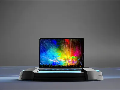 Macbook Pro Screen Mockup on The Podium 3d apple branding design graphic design isolated macbook mockup podium pro ui ux