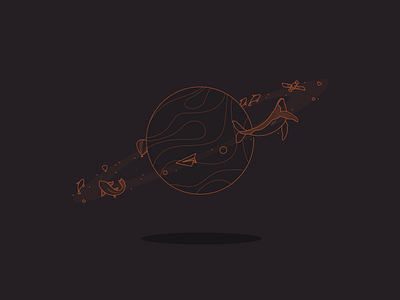 Orbit balloon branding daydream dream fish galaxy graphic design illustration moon paper plane planet ring shirt space star t shirt tee whale zilux