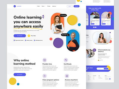 Learning Online (Education) - Landing Page clean course courses design e learning education website landing page learning learning online minimal study ui ui design uiux web design website whitespace