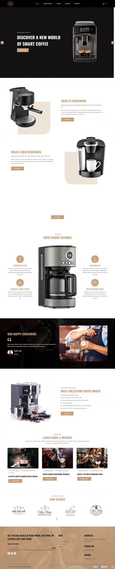 Boom-Coffee Maker Shopify Theme design ecommerce graphic design shopify theme theme ui uiux web design website website design