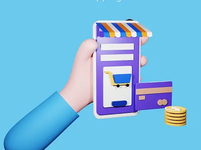 Mobile shopping 3D illustration 3d 3d icon 3d illustration 3d model 3d modeling blender illustration mobile shop 3d mobile shopping ui