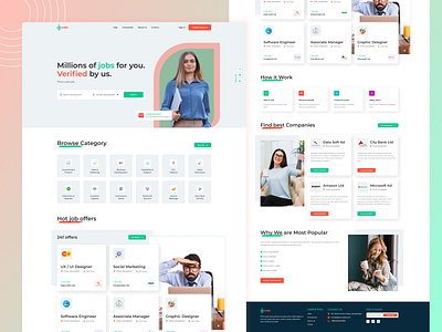 iuijobs - Job portal Website Landing page UI Design 2021 adobe photoshop adobexd animation app branding design figma graphic design home page icon illustration logo motion graphics new typography ui ux vector website xd ui kit