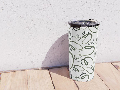 Abstract pattern. White with green. Lines abstract green hand drawn