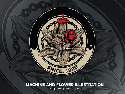 MACHINE AND FLOWER 3d adobe animation app brand branding car design graphic design illustration logo motion graphics tshirt ui vector