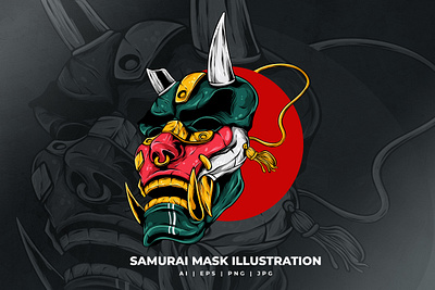 Samurai Mask Illustration 3d adobe animation app brand branding car design graphic design illustration japanese logo mask motion graphics samurai tshirt ui vector