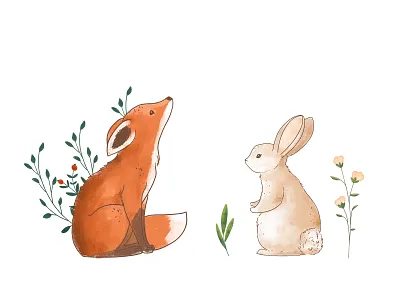 Woodland animals clipart deer forest fox illustration woodland animals