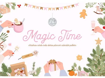 Magic Time Christmas Pack advent calendar calendar christmas cozy gift tag greeting card holiday illustration merry christmas new year pattern scandinavian sticker winter