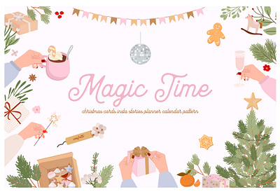 Magic Time Christmas Pack advent calendar calendar christmas cozy gift tag greeting card holiday illustration merry christmas new year pattern scandinavian sticker winter