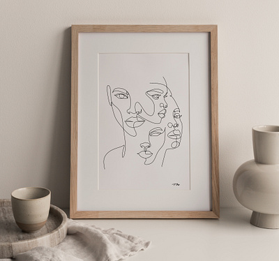 Black Girl Wall Art, Black Woman art, African american art print one line minimal