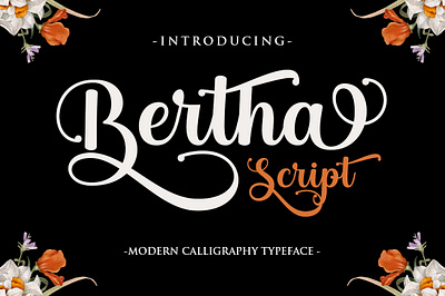 Bertha Script alternate branding calligraphy card design elegant illustration logo script wedding