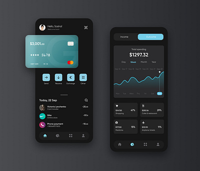 Bank App app app design bank black blue design finance interface mobile money product design ui ux