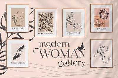 Modern Woman Gallery abstract art body clipart contemporary face female fine art gallery ink instagram template logotype modern poster template tropical woman
