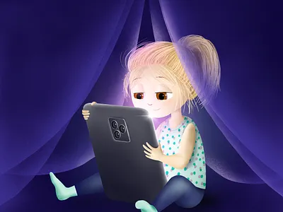 Girl and tablet girl illustration tablet