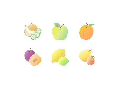 Fruits gradient iconset berry colored flavor flavors food food delivery fruit fruits gradient icon icons icons set illustration jam summer tasty vector vegan