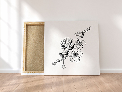 Cherry blossom. Hand-drawn sketch vector