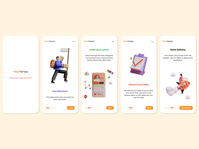 Meal Tempo - Meal Delivery app Onboarding animation app app design dailyui food app food onboarding meal app meal delivery meal delivery app meal onboarding onboarding app onboarding app ui onboarding screens ui